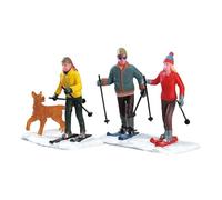 LEMAX Build Your Village Set Figurines skieurs avec Chien 14,5x4,5x7,5hcm