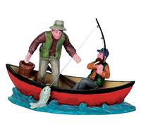 Lemax Canoe Catch - Pêcheur dans Un Bateau - Polyrésine - Figurines et Accessoires pour Votre Propre Petit Monde de Noël