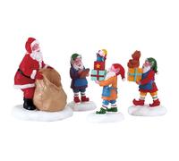 Lemax figurine de Noël, lot de 4, figurines d'elfes en résine, brillante, multicolore