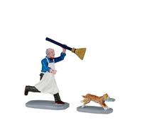 LEMAX Lot de deux personnages Feline Fish Thief en résine H7.6 x 8.9 x 2.7 cm