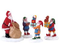 Lemax figurine de Noël, lot de 4, figurines d'elfes en résine, brillante, multicolore