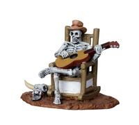 Lemax - Rocking Chair Skeleton - Guitariste mort-vivant - Spooky Town 22003 Polyresin - Figurines et accessoires pour Halloween
