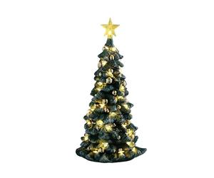 LEMAX Sapin de Noël enneigé à LED Transparent « Sapin de Noël enneigé » H16,5 x 8,5 x 8,5 cm