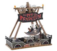 Lemax - The Pit and The Pendulum - Sculpture en Plastique Noir Gothic pour Intérieur - Adaptateur 4,5 V Inclus - Spookytown - Horreur - Éclairage, Animation et Musique
