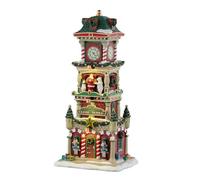 LEMAX Tour de l'horloge de bâtiment éclairée avec lumières LED « Tour de l'horloge de la place du peuple » (hauteur : 28,8 x 13,7 x 11,1 cm)