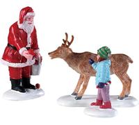 Lemax Village de Noël Père Noël avec renne Décoration d'hiver Figures de Noël