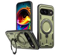 LEMAXELERS Compatible avec MagSafe Coque pour Google Pixel 10 Pro Magnétique Charge sans Fil avec Magnétique Invisible Metal Béquille Etui Antichoc Protection Housse pour Google Pixel 10 Pro Green TH