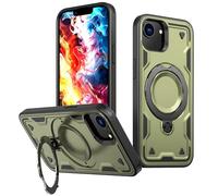 LEMAXELERS Compatible avec MagSafe Coque pour iPhone 16E 2025 Magnétique Charge sans Fil avec Magnétique Invisible Metal Béquille Etui Antichoc Protection Housse pour iPhone 16E Green TH