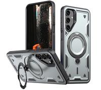 LEMAXELERS Compatible avec MagSafe Coque pour Samsung Galaxy A57 5G Magnétique Charge sans Fil avec Magnétique Invisible Metal Béquille Etui Antichoc Protection Housse pour Galaxy A57 5G Silver TH