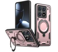 LEMAXELERS Compatible avec MagSafe Coque pour Xiaomi 14T Pro Magnétique Charge sans Fil avec Magnétique Invisible Metal Béquille Etui Antichoc Protection Housse pour Xiaomi 14T Pro Rose TH