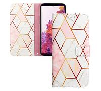 LEMAXELERS Coque Nokia C32, Portefeuille Etui Housse pour Nokia C32 Coque Paillette Bling Marbre PU Cuir Flip Wallet Étui Coquille Couverture pour Nokia C32,YB2 Marble Pink White