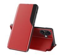 LEMAXELERS Coque pour Apple iPhone 17 Cover Clear View Window Fermeture Magnétique Rabat PU Étui Fonction de Support du Stand 360 Antichoc Anti-Rayure Flip Folio Housse pour iPhone 17 Red CC.