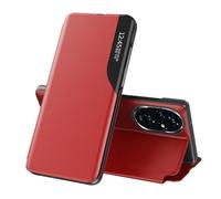 LEMAXELERS Coque pour Huawei Honor 200 Lite, Honor 200 Lite Clear Smart View Étui à Rabat PU Housse Étui Translucide 360 Antichoc Anti-Rayure Flip Folio Stand Support Coque pour Honor 200 Lite Red CC.