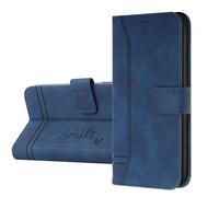 LEMAXELERS Coque pour Huawei Honor 400 Lite 5G Portefeuille Pochette en Cuir Rabat Housse avec Porte Carte Coque Magnétique Rétro PU Cuir Flip Case pour Honor 400 Lite 5G,HX Smile Blue