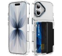 LEMAXELERS Coque pour iPhone 14 / iPhone 13 avec Porte-Cartes Portefeuille Blocage RFID Robuste et Résistante Aux Chocs et Béquille Protection Camera Housse Antichoc Translucide Coque Noir JF