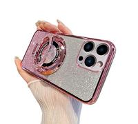 LEMAXELERS Coque pour iPhone 15 Plus Paillettes Silicone Glitter Cover avec Anneau Angle Ajustable Béquille Anti-Choc Brillante Bling Glitter de Luxe Housse pour iPhone 15 Plus Or Rose DS.