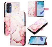 LEMAXELERS Coque pour Samsung Galaxy A16 Flip Portefeuille Etui Housse Pochette Fente Carte Étui en Cuir Support Clapet Cover Antichoc Protection Housse pour Samsung Galaxy A16,YB2 Marble Rose