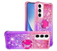 LEMAXELERS Coque pour Samsung Galaxy A57 5G Housse Silicone TPU Paillettes Liquide Étui avec Support à Anneau Rotatif 360° Ring Stand Magnétique Case Antichoc Cover pour Galaxy A57 5G Pink Zi YBZ
