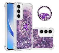 LEMAXELERS Coque pour Samsung Galaxy A57 5G Housse Silicone TPU Paillettes Liquide Étui avec Support à Anneau Rotatif 360° Ring Stand Magnétique Case Antichoc Cover pour Galaxy A57 5G Purple YBZ