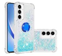 LEMAXELERS Coque pour Samsung Galaxy A57 5G Housse Silicone TPU Paillettes Liquide Étui avec Support à Anneau Rotatif 360° Ring Stand Magnétique Case Antichoc Cover pour Galaxy A57 5G Blue-S YBZ