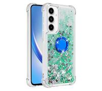 LEMAXELERS Coque pour Samsung Galaxy A57 5G Housse Silicone TPU Paillettes Liquide Étui avec Support à Anneau Rotatif 360° Ring Stand Magnétique Case Antichoc Cover pour Galaxy A57 5G Green YBZ