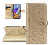 LEMAXELERS Coque pour Samsung Galaxy S25, Portefeuille Etui Housse Coque CoqueGaufrage Éléphant Chat PU Cuir Flip Wallet Couverture Étui pour Samsung Galaxy S25 SD Cat Gold.