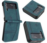 LEMAXELERS Coque pour Samsung Z Flip 6 Portefeuille Pochette en Cuir Rabat Housse avec Porte Carte Coque Magnétique Rétro PU Cuir Flip Case pour Samsung Galaxy Z Flip 6,HX Smile Green
