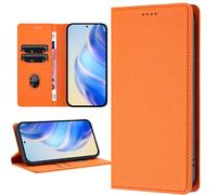 LEMAXELERS Coque pour Xiaomi Poco M7 4G Portefeuille Cover [Protection RFID] Porte-Cartes Ständer Résistant Auxchocs Flip Wallet Business Protection Housse pour Xiaomi Poco M7 4G Orange YBLZ