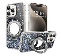 LEMAXELERS Cover pour Xiaomi 14T Pro Paillettes Coque avec Support Mirror Stand Protection Glitter Brillant Scintillante Antichoc Coque Antichoc Housse Etui pour Xiaomi 14T Pro Noir DJ.