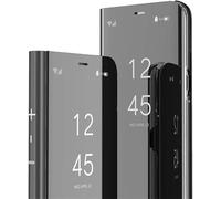 LEMAXELERS Housse Coque pour iPhone 17 Pro Makeup Effet Miroir Clear View Flip Etui à Rabat avec Standing 360°Protecteur Paillettes Phone Case Compatible avec iPhone 17 Pro Black QH.