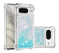 LEMAXELERS Liquide Coque pour Google Pixel 8, Paillette Brillante Quicksands Liquide Transparente Antichoc Étui de Protection Silicone TPU Case Housse pour Google Pixel 8, YBLS Blue Star