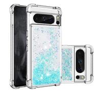 LEMAXELERS Liquide Coque pour Google Pixel 8 Pro, Paillette Brillante Quicksands Liquide Transparente Antichoc Étui de Protection Silicone TPU Case Housse pour Google Pixel 8 Pro, YBLS Blue Star