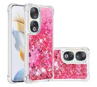 LEMAXELERS Liquide Coque pour Huawei Honor 90 5G, Paillette Brillante Quicksands Liquide Transparente Antichoc Étui de Protection Silicone TPU Case Housse pour Huawei Honor 90 5G, YBLS Pink Heart