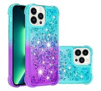 LEMAXELERS Liquide Coque pour iPhone 12 / iPhone 12 Pro 6.1", Paillette Brillante Quicksands Liquide Transparente Antichoc Étui de Protection Silicone TPU Case Housse pour iPhone 12, YBLS Blue Purple