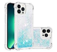 LEMAXELERS Liquide Coque pour iPhone 15 Pro 6.1", Paillette Brillante Quicksands Liquide Transparente Antichoc Étui de Protection Silicone TPU Case Housse pour iPhone 15 Pro, YBLS Blue Star