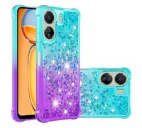 LEMAXELERS Liquide Coque pour Redmi 13C, Paillette Brillante Quicksands Liquide Transparente Antichoc Étui de Protection Silicone TPU Case Housse pour Redmi 13C, YBLS Blue Purple