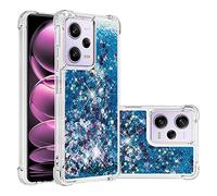 LEMAXELERS Liquide Coque pour Redmi Note 12 Pro 5G, Paillette Brillante Quicksands Liquide Transparente Antichoc Étui de Protection Silicone TPU Case Housse pour Redmi Note 12 Pro 5G, YBLS Blue Heart