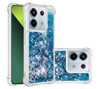 LEMAXELERS Liquide Coque pour Redmi Note 13 Pro 5G, Paillette Brillante Quicksands Liquide Transparente Antichoc Étui de Protection Silicone TPU Case Housse pour Redmi Note 13 Pro 5G, YBLS Blue Heart