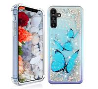 LEMAXELERS Liquide Coque pour Samsung Galaxy A05S, Paillette Brillante Quicksands Liquide Transparente Antichoc Étui de Protection Silicone TPU Case Housse pour Galaxy A05S, XYLS Blue Die