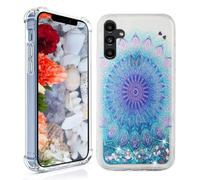 LEMAXELERS Liquide Coque pour Samsung Galaxy A05S, Paillette Brillante Quicksands Liquide Transparente Antichoc Étui de Protection Silicone TPU Case Housse pour Galaxy A05S, XYLS Blue Flower