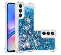 LEMAXELERS Liquide Coque pour Samsung Galaxy A05S, Paillette Brillante Quicksands Liquide Transparente Antichoc Étui de Protection Silicone TPU Case Housse pour Galaxy A05S,YBLS Blue Heart