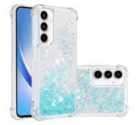 LEMAXELERS Liquide Coque pour Samsung Galaxy A35 5G, Paillette Brillante Quicksands Liquide Transparente Antichoc Étui de Protection Silicone TPU Case Housse pour Galaxy A35 5G, YBLS Blue Star