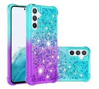 LEMAXELERS Liquide Coque pour Samsung Galaxy A54 5G, Paillette Brillante Quicksands Liquide Transparente Antichoc Étui de Protection Silicone TPU Case Housse pour Galaxy A54 5G, YBLS Blue Purple