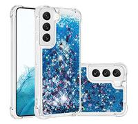 LEMAXELERS Liquide Coque pour Samsung Galaxy S21,Paillette Brillante Quicksands Liquide Transparente Antichoc Étui de Protection Silicone TPU Case Housse pour Galaxy S21,YBLS Blue Heart