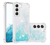 LEMAXELERS Liquide Coque pour Samsung Galaxy S21,Paillette Brillante Quicksands Liquide Transparente Antichoc Étui de Protection Silicone TPU Case Housse pour Galaxy S21,YBLS Blue Star