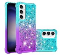 LEMAXELERS Liquide Coque pour Samsung Galaxy S23 FE, Paillette Brillante Quicksands Liquide Transparente Antichoc Étui de Protection Silicone TPU Case Housse pour Samsung S23 FE, YBLS Blue Purple