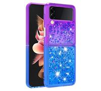 LEMAXELERS Liquide Coque pour Samsung Galaxy Z Flip 4,Paillette Brillante Quicksands Liquide Transparente Antichoc Étui de Protection Silicone TPU Case Housse pour Galaxy Z Flip 4,YB Purple Blue