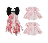 Lembeauty Barrettes Halloween Têtes de Mort - Barrettes à Squelette Halloween Ensanglantées - Accessoire Capillaire Horrifique et Bracelet pour Événements à Thème Cosplay Photographie Scénique Jour