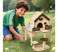 Lembeauty Château pour Hamsters - Cabane en Bois Ours Doré avec Échelle d'escalade,Accessoires De Cage pour Exploration Nid De Sommeil Jeu Nourrissage Petits Animaux