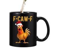 Lembeauty F-Caw-F Coffee Mug Funny Chicken Mug, 350ml Novelty Ceramic F-Caw-F Rooster Crowing Drinking Cups, Meme Rooster Milk Cup for Men Women, Farmhouse Home Decor